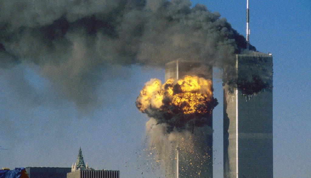World Trade Center w płomieniach po ataku